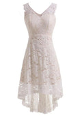 Sleeveless Asymmetrical Lace Wedding Dress with A-Line/Princess V-Neck BM bride