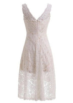 Sleeveless Asymmetrical Lace Wedding Dress with A-Line/Princess V-Neck BM bride