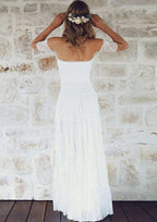 Lace Appliqued Short Sleeve Off-The-Shoulder Wedding Dress with Long Skirt for A-Line Style BM bride