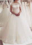 Lace Waistband Hem Ball Gown with Bateau Neckline and Sleeveless Design, Featuring Long Floor-Length Tulle BM bride