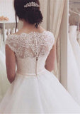 Lace Waistband Hem Ball Gown with Bateau Neckline and Sleeveless Design, Featuring Long Floor-Length Tulle BM bride