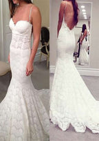 Sweetheart Sleeveless Trumpet/Mermaid Wedding Dress with Lace and Court Train BM bride