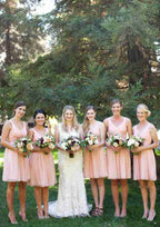 Short/Mini Chiffon Bridesmaid Dress, A-Line/Princess Cut, V-Neck, Sleeveless, With Pleated BM bride