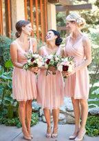 Short/Mini Chiffon Bridesmaid Dress, A-Line/Princess Cut, V-Neck, Sleeveless, With Pleated BM bride