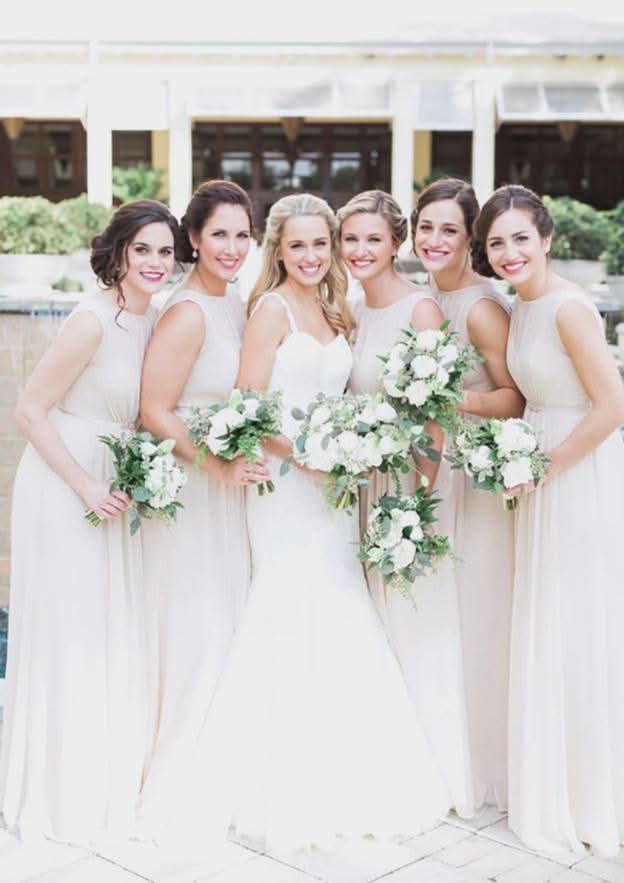 Long/Floor-Length Chiffon Bridesmaid Dress, A-Line/Princess Cut, Sleeveless, With Waistband BM bride