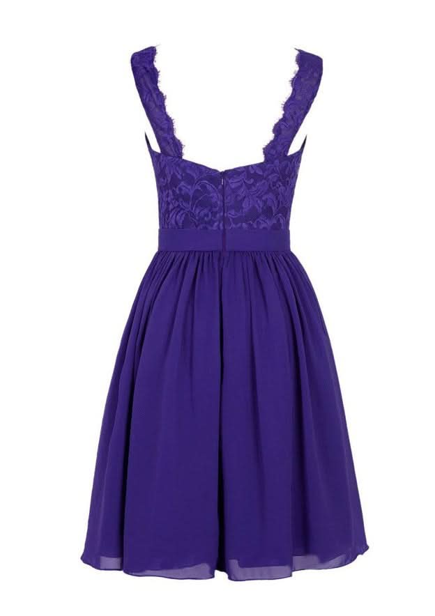 (Duplicate Of #12) Knee-Length Chiffon Bridesmaid Dress, A-Line/Princess Cut, V-Neck, Sleeveless, With Lace