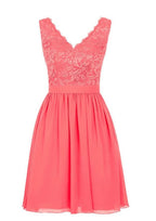 (Duplicate Of #12) Knee-Length Chiffon Bridesmaid Dress, A-Line/Princess Cut, V-Neck, Sleeveless, With Lace