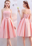 Knee-Length Satin Bridesmaid Dress, A-Line/Princess Cut, Off-The-Shoulder, Half Sleeve, With Waistband BM bride