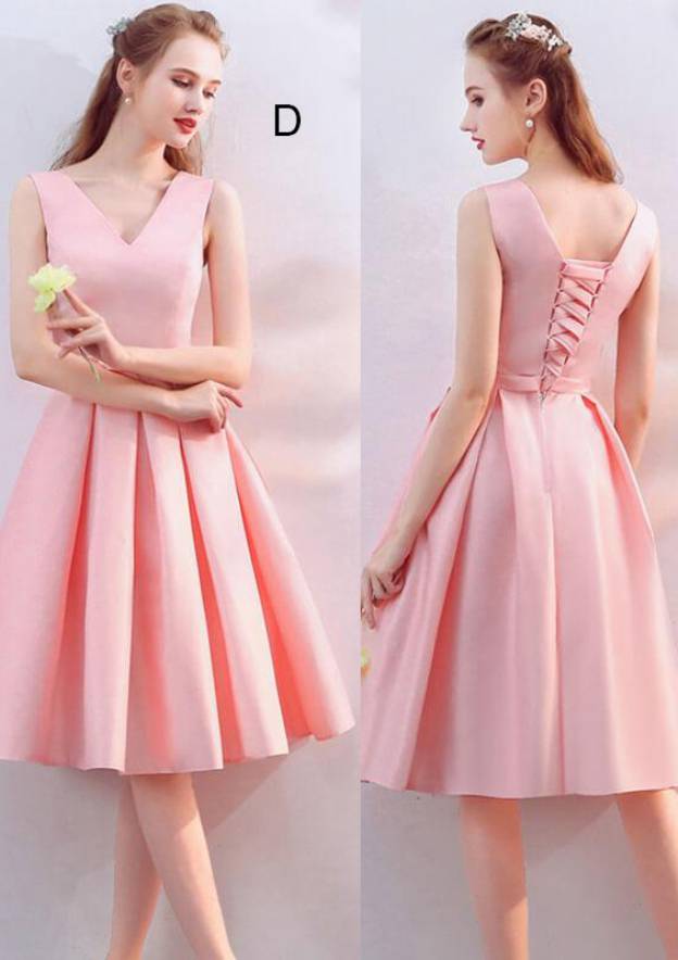 Knee-Length Satin Bridesmaid Dress, A-Line/Princess Cut, Off-The-Shoulder, Half Sleeve, With Waistband BM bride
