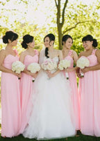 Floor-Length Chiffon Bridesmaid Dress, A-Line/Princess Cut, One-Shoulder, Sleeveless BM bride