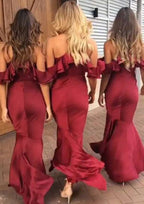 Trumpet/Mermaid V-Neck Sleeveless Asymmetrical Charmeuse Bridesmaid Dress, With Ruffles BM bride