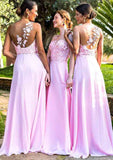 Chiffon Bridesmaid Dress, A-Line/Princess Style, One-Shoulder, Sleeveless, Sweep Train, With Appliqued BM bride