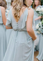 Floor-Length Chiffon Bridesmaid Dress, A-Line/Princess Decision V-Neck, Sleeveless, With Pleats BM bride