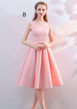 Knee-Length Satin Bridesmaid Dress, A-Line/Princess Cut, Off-The-Shoulder, Half Sleeve, With Waistband BM bride