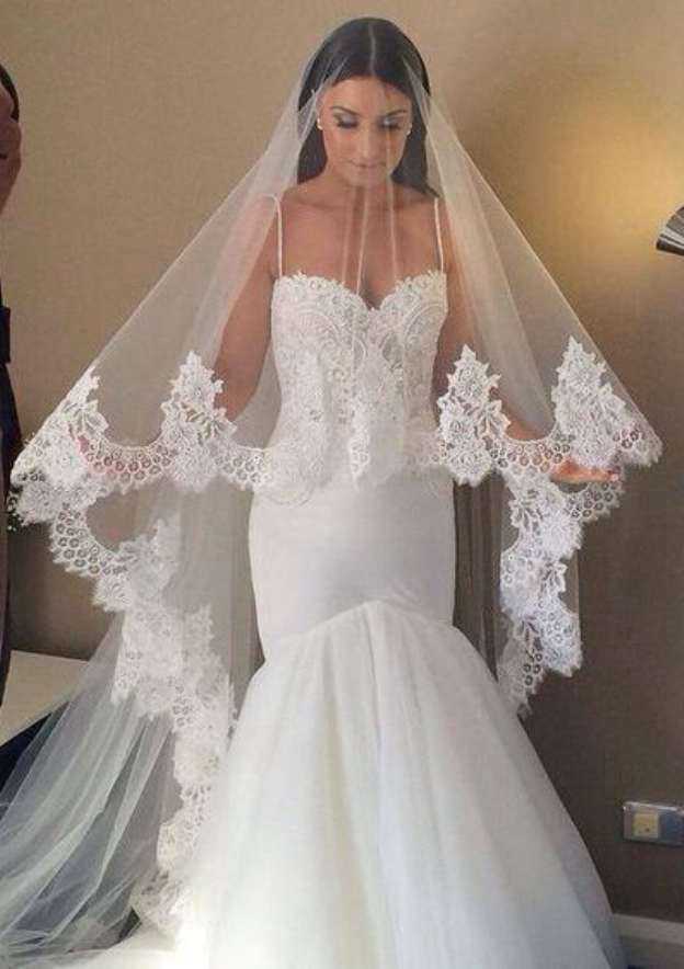 Radiant Cathedral Train Trumpet/Mermaid Wedding Dress with Sweetheart Neckline and Pleated Details BM bride