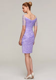 Knee-Length Lace Mother of the Bride Dress with Jacket, Short Sleeve Bateau Sheath/Column BM bride
