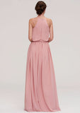 Floor-Length Chiffon Bridesmaid Dress, A-Line/Princess Shape, Sweetheart Neck, Sleeveless, With Split And Pleats BM bride