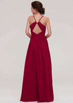 Floor-Length Chiffon Bridesmaid Dress, A-Line/Princess Style, Sweetheart Neck, Sleeveless, With Pleats And Beading BM bride