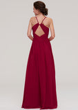 Floor-Length Chiffon Bridesmaid Dress, A-Line/Princess Style, Sweetheart Neck, Sleeveless, With Pleats And Beading BM bride