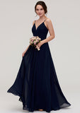 Sleeveless Floor-Length Chiffon Bridesmaid Dress In A-Line/Princess Cut, Featuring V-Neck And Pleats BM bride