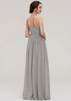 Floor-Length Chiffon Bridesmaid Dress, A-Line/Princess Style, Halter Neck, Sleeveless, With Pleats BM bride