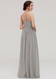 Floor-Length Chiffon Bridesmaid Dress, A-Line/Princess Style, Halter Neck, Sleeveless, With Pleats BM bride