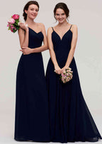 Floor-Length Chiffon Bridesmaid Dress, A-Line/Princess Cut, Scoop Neck, Sleeveless, With Pleats And Sashes BM bride