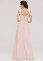 A-Line/Princess Sweetheart Floor-Length Sleeveless Chiffon Bridesmaid Dress With Pleats BM bride