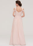 A-Line/Princess Sweetheart Floor-Length Sleeveless Chiffon Bridesmaid Dress With Pleats BM bride