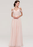 A-Line/Princess Sweetheart Floor-Length Sleeveless Chiffon Bridesmaid Dress With Pleats BM bride