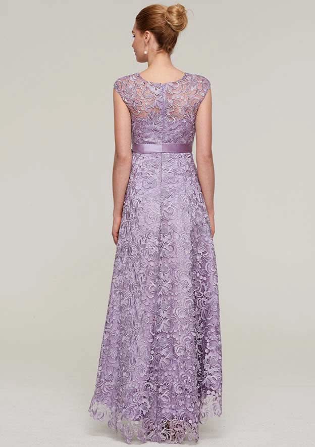 Lace Mother of the Bride Dresses with Sashes, Sleeveless Asymmetrical A-line/Princess Bateau BM bride