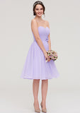Knee-Length Chiffon Bridesmaid Dress, A-Line/Princess Shape, Sweetheart Neck, Sleeveless, With Pleats And Flowers BM bride