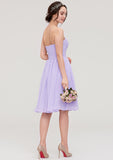 Knee-Length Chiffon Bridesmaid Dress, A-Line/Princess Shape, Sweetheart Neck, Sleeveless, With Pleats And Flowers BM bride