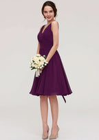Knee-Length Chiffon Bridesmaid Dresses, A-Line/Princess Style, V-Neck, Sleeveless, With Pleats BM bride