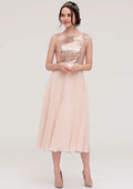 A-Line/Princess Chiffon Bridesmaid Dress, Bateau Neck, Sleeveless, With Sashes And Sequins BM bride
