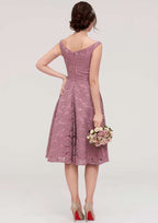 Knee-Length Lace Bridesmaid Dress, A-Line/Princess Style, Sweetheart Neck, Sleeveless BM bride