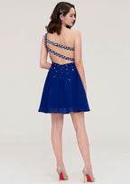 Elegant A-Line One-Shoulder Sleeveless Mini Chiffon Homecoming Dress With Crystal BM bride