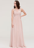 Floor-Length Chiffon Bridesmaid Dress, A-Line/Princess Shape, V-Neck, Sleeveless, With Pleats And Applique BM bride