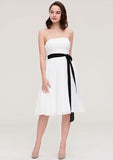 Knee-Length Chiffon Bridesmaid Dress, A-Line/Princess Style, Strapless, Sleeveless, With Pleats And Sashes BM bride