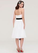 Knee-Length Chiffon Bridesmaid Dress, A-Line/Princess Style, Strapless, Sleeveless, With Pleats And Sashes BM bride