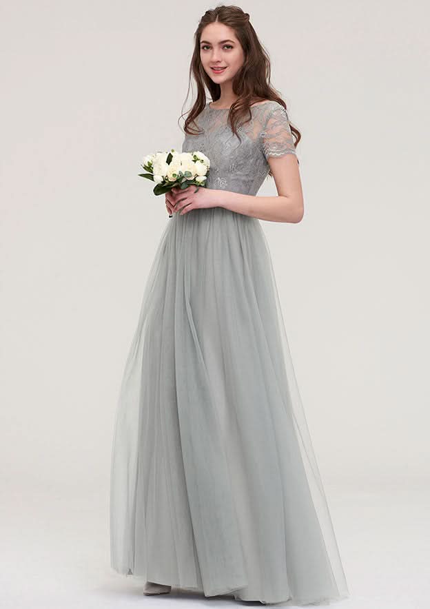 Floor-Length Chiffon Bridesmaid Dress, A-Line/Princess Style, Sleeveless, Halter Neck, With Pleats BM bride