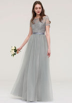 Floor-Length Chiffon Bridesmaid Dress, A-Line/Princess Style, Sleeveless, Halter Neck, With Pleats BM bride