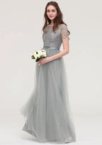 Floor-Length Chiffon Bridesmaid Dress, A-Line/Princess Style, Sleeveless, Halter Neck, With Pleats BM bride