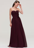 Floor-Length Chiffon Bridesmaid Dress, A-Line/Princess Style, Sweetheart Neck, Sleeveless, With Pleats BM bride