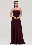Floor-Length Chiffon Bridesmaid Dress, A-Line/Princess Style, Sweetheart Neck, Sleeveless, With Pleats BM bride