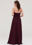 Floor-Length Chiffon Bridesmaid Dress, A-Line/Princess Style, Sweetheart Neck, Sleeveless, With Pleats BM bride