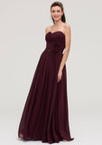Floor-Length Chiffon Bridesmaid Dress, A-Line/Princess Style, Sweetheart Neck, Sleeveless, With Pleats BM bride
