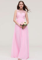 Floor-Length Chiffon Bridesmaid Dress, A-Line/Princess Cut, Sweetheart Neck, Sleeveless, With Pleats Ruffled BM bride