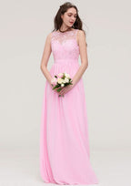 Floor-Length Chiffon Bridesmaid Dress, A-Line/Princess Cut, Sweetheart Neck, Sleeveless, With Pleats Ruffled BM bride