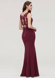 Floor-Length Elastic Satin Bridesmaid Dress In Sheath/Column Shape, Bateau Neck, Sleeveless, With Waistband, Lace, And Sequins BM bride